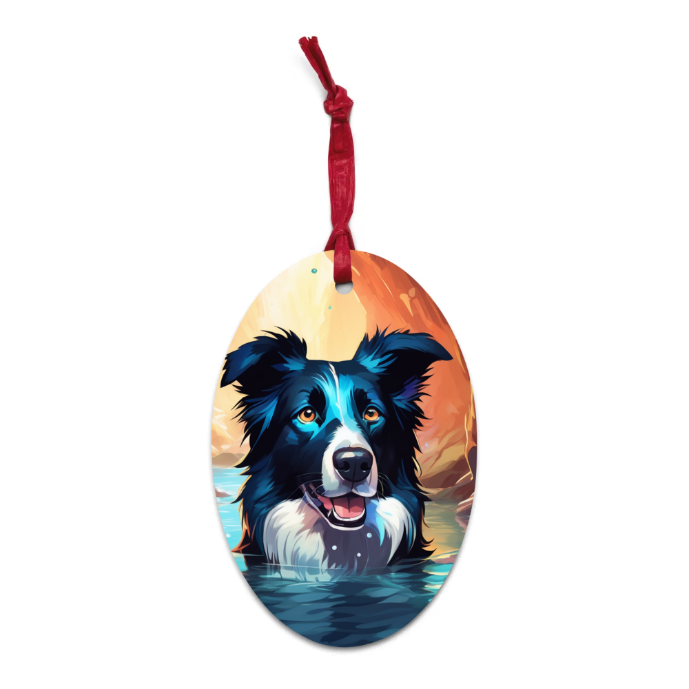 PugMug Custom Border Collie Wooden Ornament