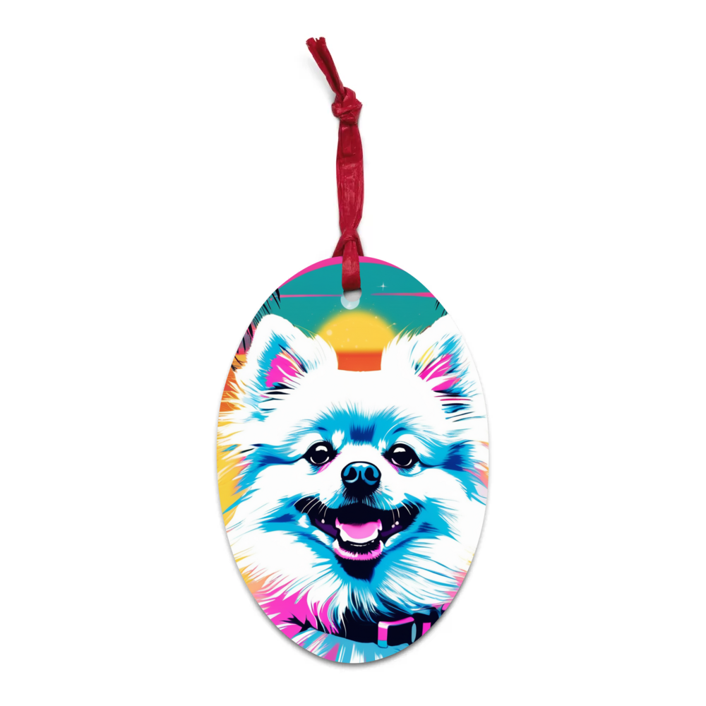 PugMug Custom White Pomeranian Wooden Ornament