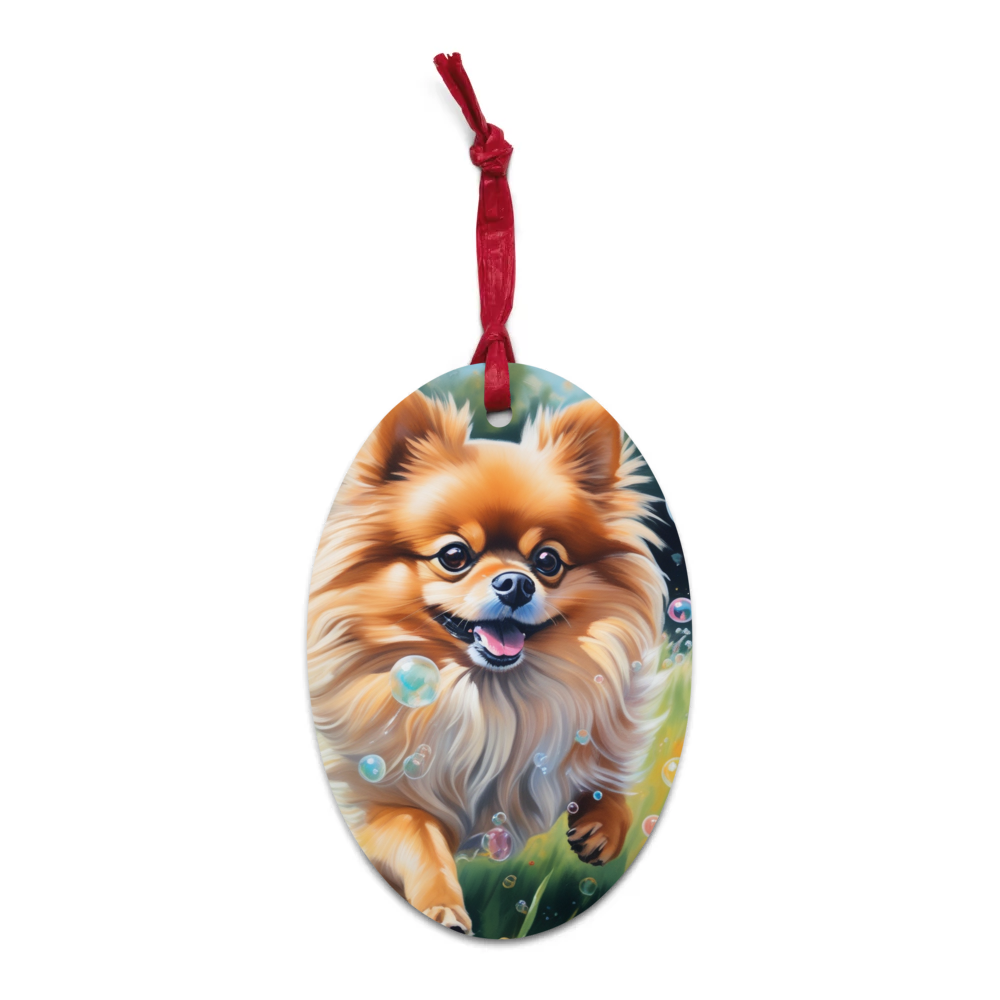 PugMug Custom Tan Pomeranian Wooden Ornament