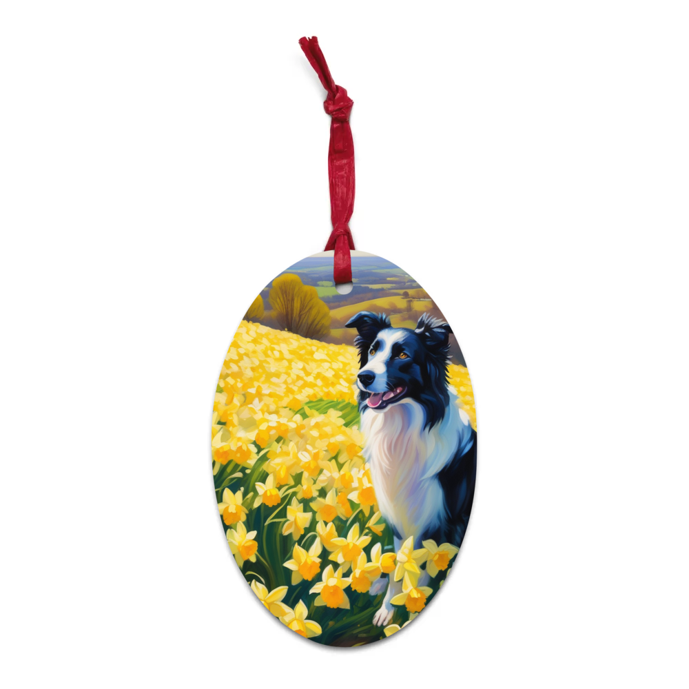 PugMug Custom Border Collie Wooden Ornament