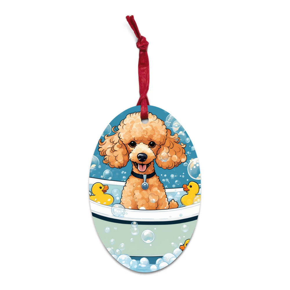 PugMug Custom Tan Poodle Wooden Ornament