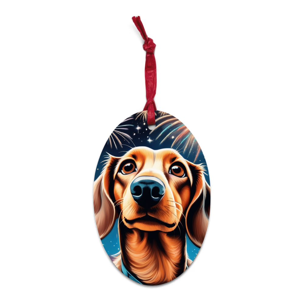 PugMug Custom Tan Dachshund Wooden Ornament