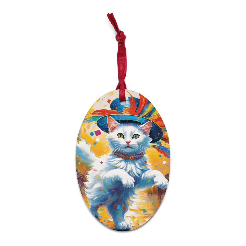 PugMug Custom White Exotic Cat Wooden Ornament