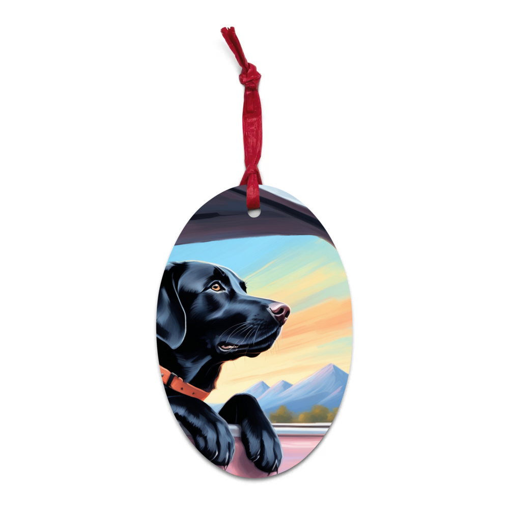 PugMug Custom Black Labrador Retriever Wooden Ornament