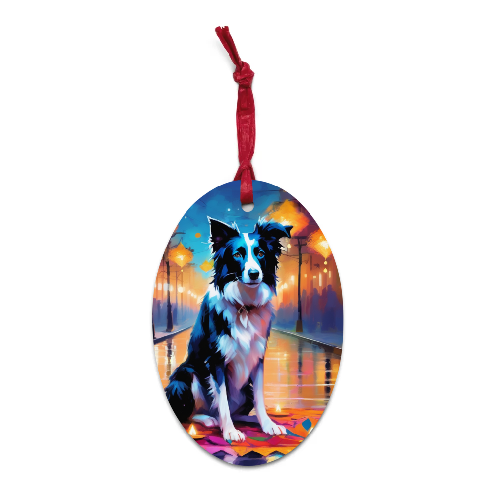 PugMug Custom Border Collie Wooden Ornament