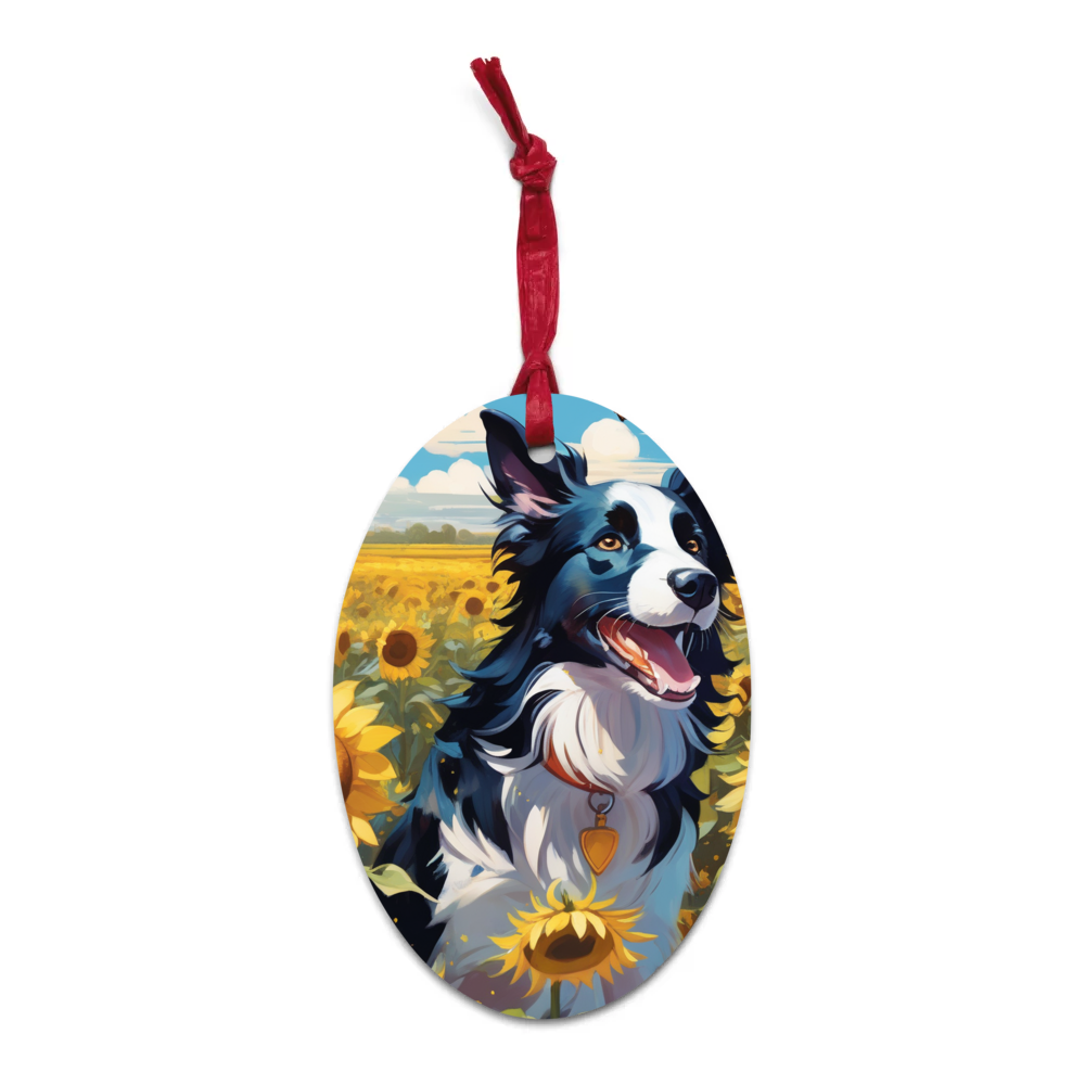 PugMug Custom Border Collie Wooden Ornament