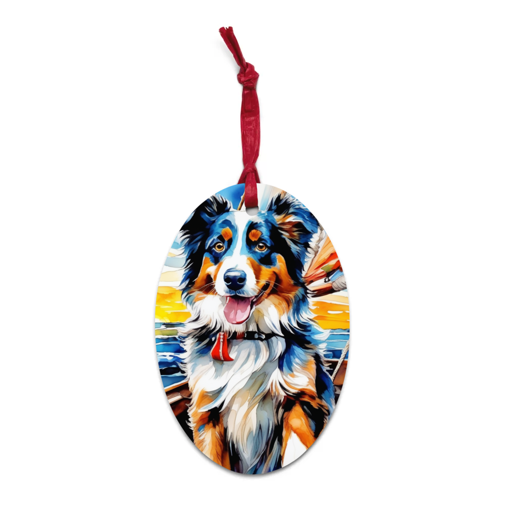 PugMug Custom Australian Shepherd Dog Wooden Ornament