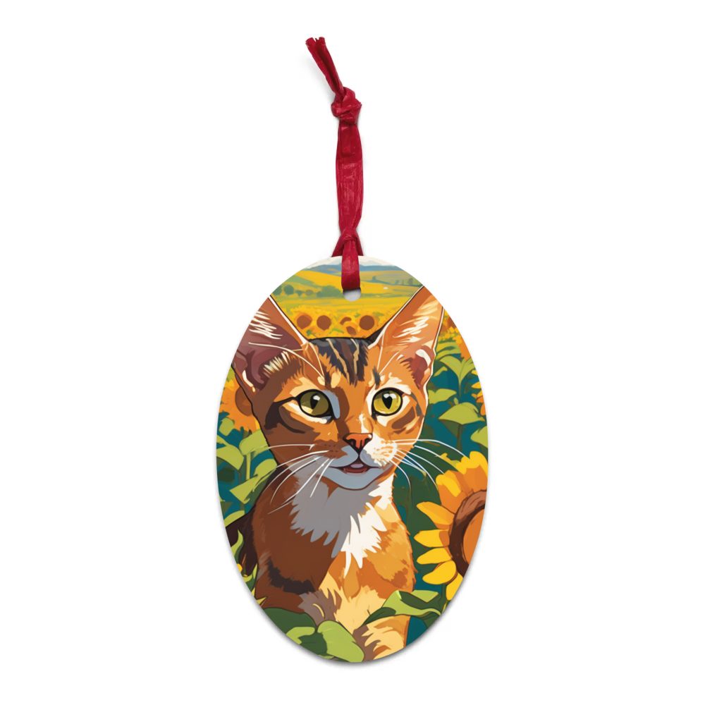 PugMug Custom Tabby Abyssinian Cat Wooden Ornament
