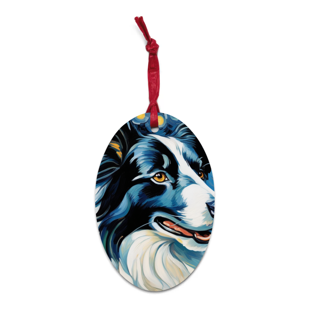 PugMug Custom Border Collie Wooden Ornament