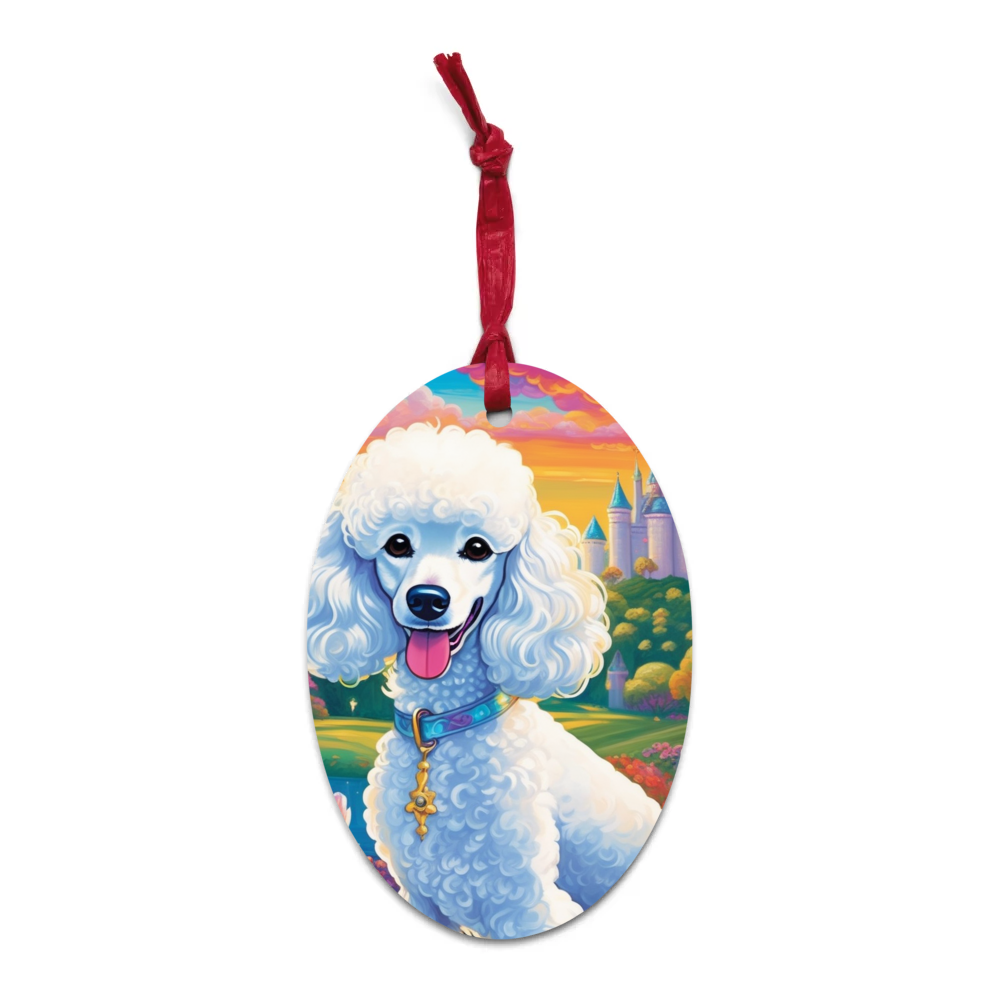 PugMug Custom White Poodle Wooden Ornament