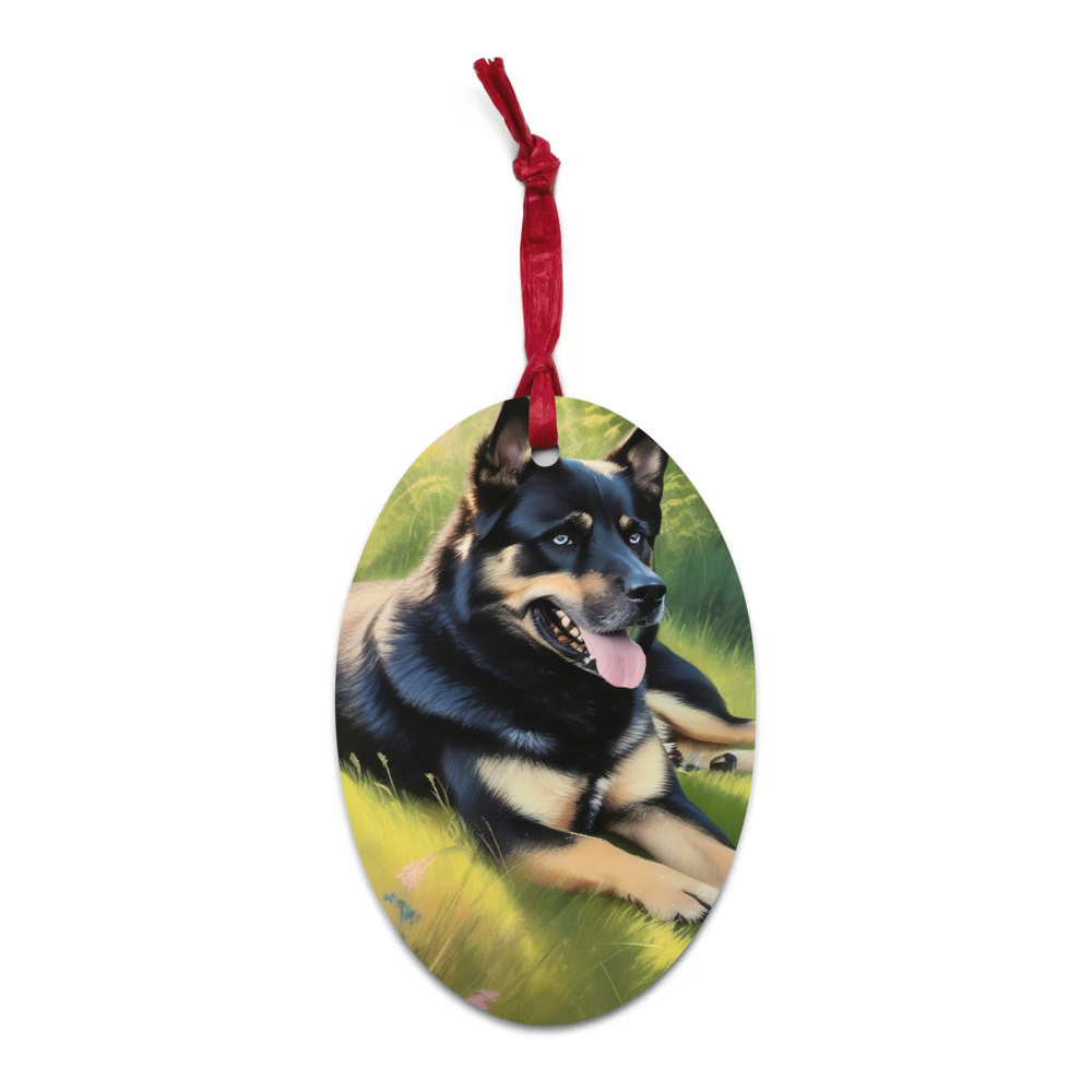 PugMug Custom Blue Wooden Ornament