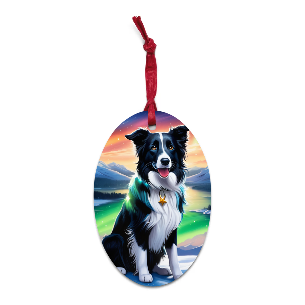PugMug Custom Border Collie Wooden Ornament