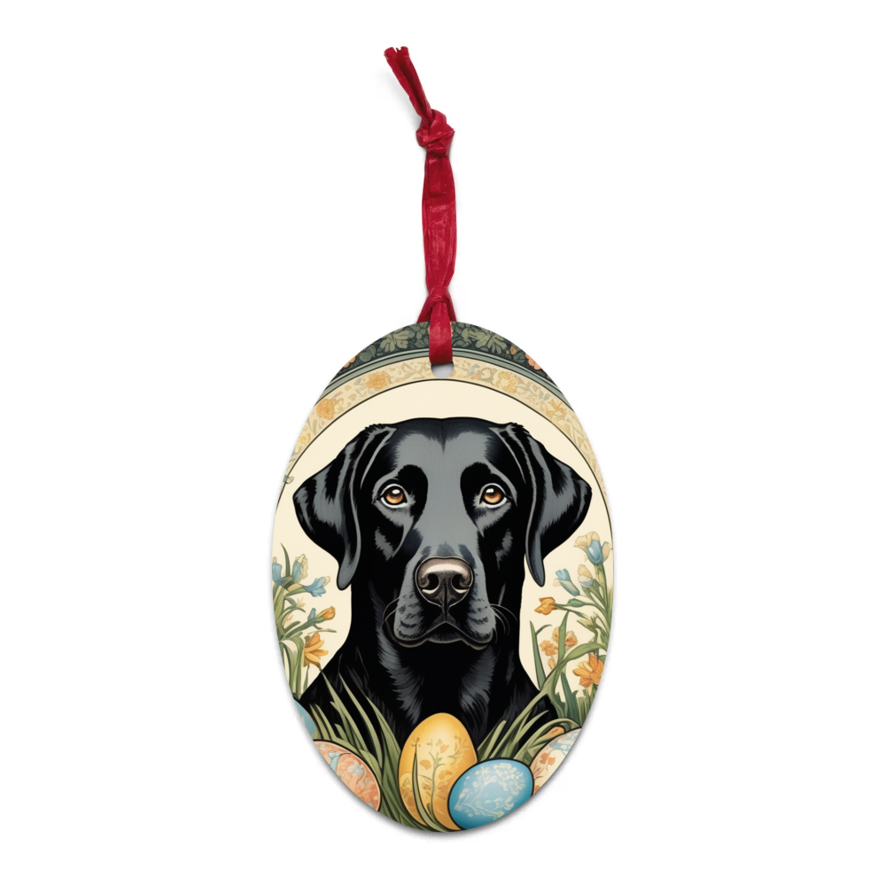 PugMug Custom Black Labrador Retriever Wooden Ornament