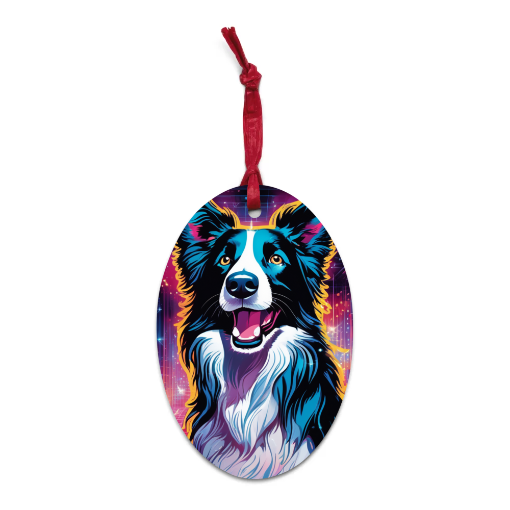 PugMug Custom Border Collie Wooden Ornament