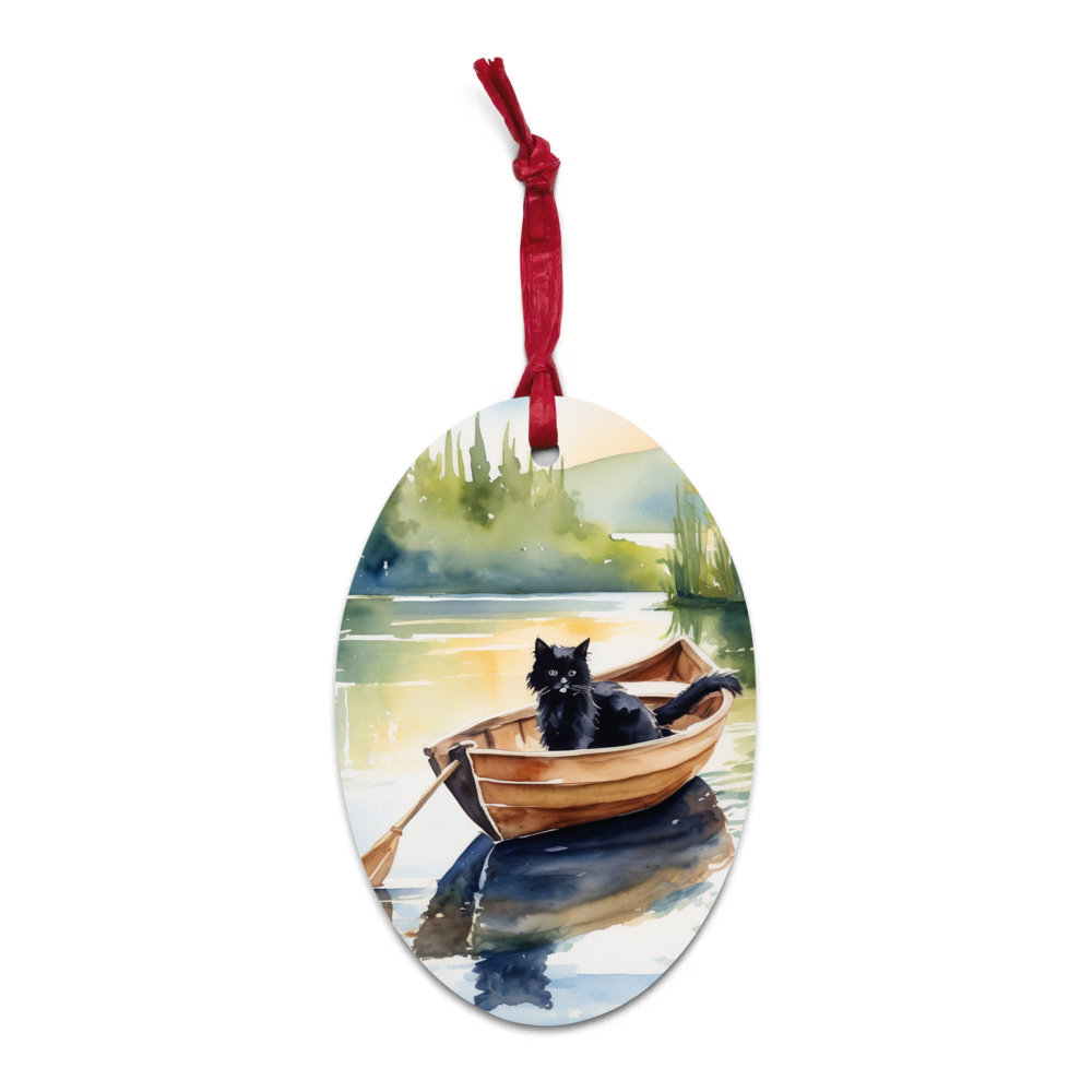 PugMug Custom Black Ragdoll Cat Wooden Ornament