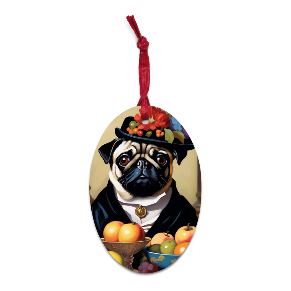 PugMug Custom Pug Wooden Ornament