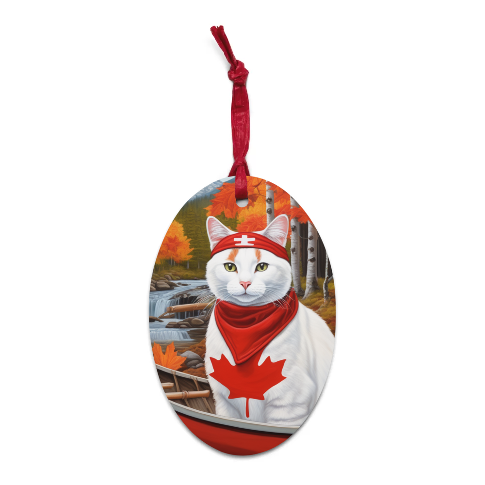 PugMug Custom White Companion Cat Wooden Ornament