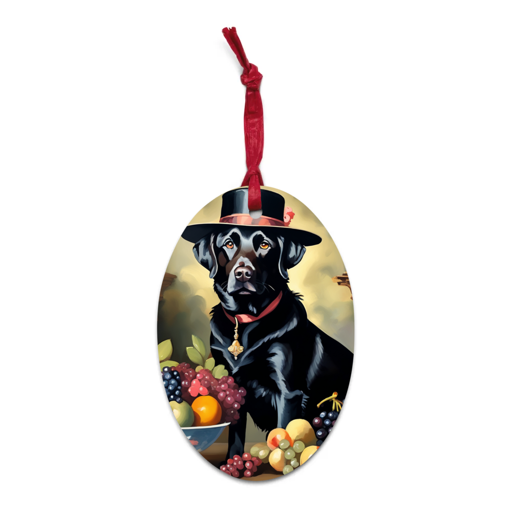 PugMug Custom Black Labrador Retriever Wooden Ornament