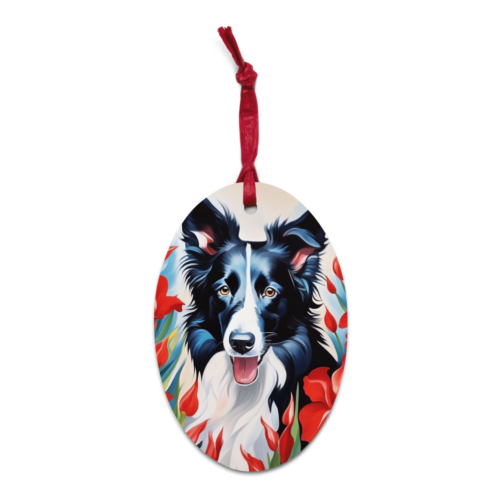 PugMug Custom Border Collie Wooden Ornament