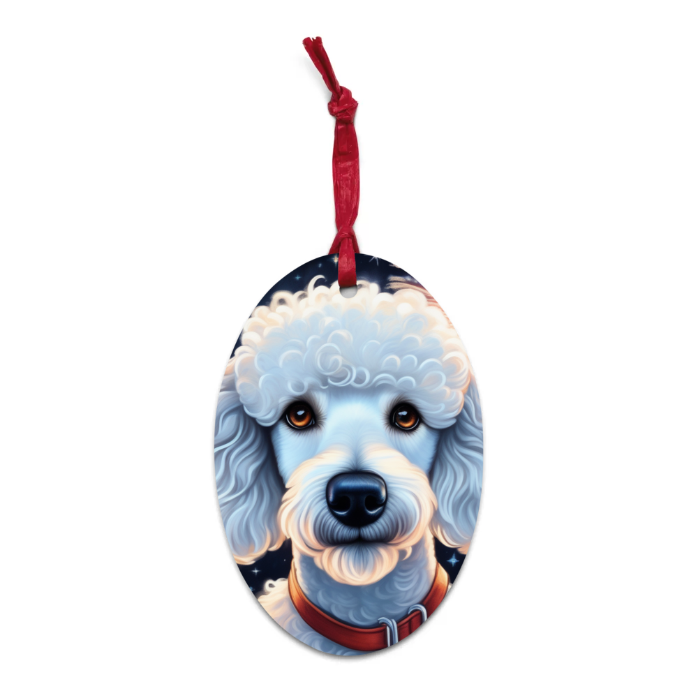 PugMug Custom White Poodle Wooden Ornament