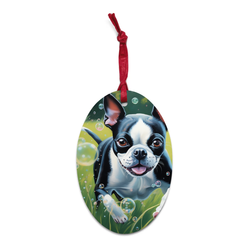 PugMug Custom Boston Terrier Wooden Ornament