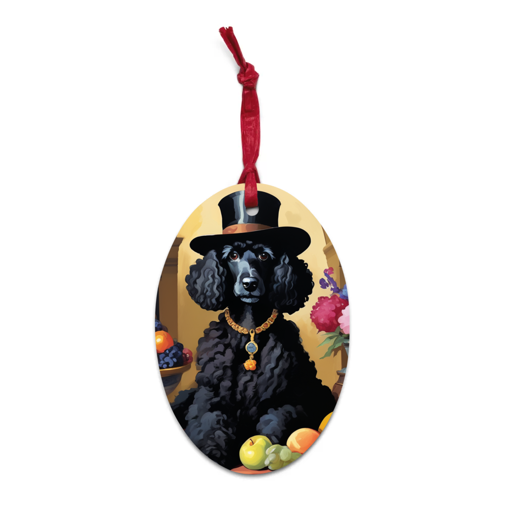 PugMug Custom Black Poodle Wooden Ornament