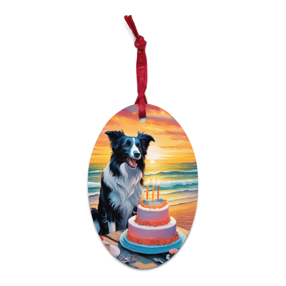 PugMug Custom Border Collie Wooden Ornament