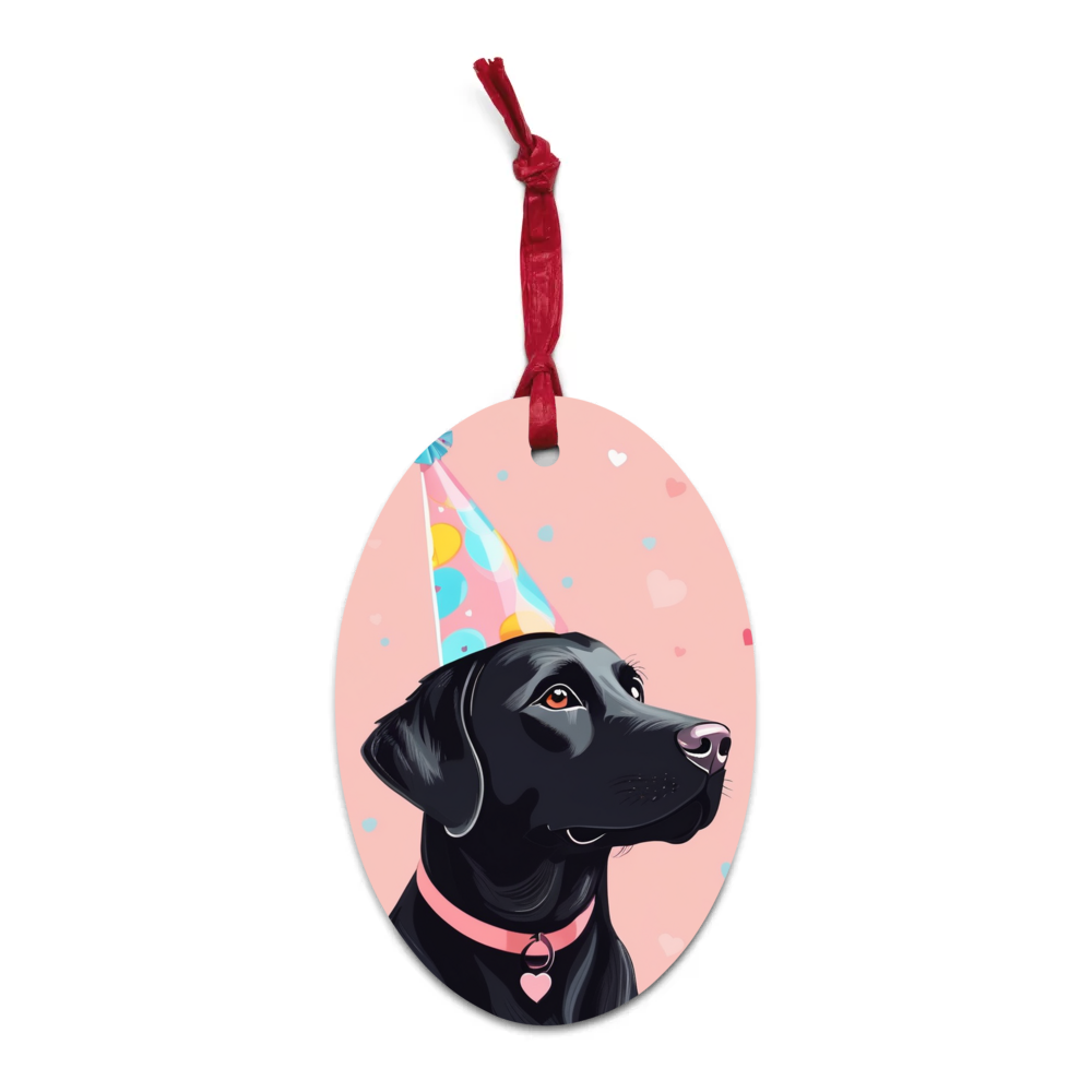 PugMug Custom Black Labrador Retriever Wooden Ornament