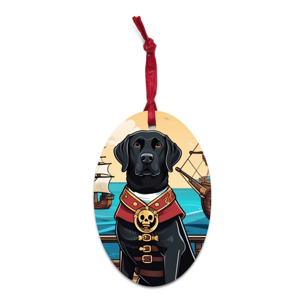 PugMug Custom Black Labrador Retriever Wooden Ornament