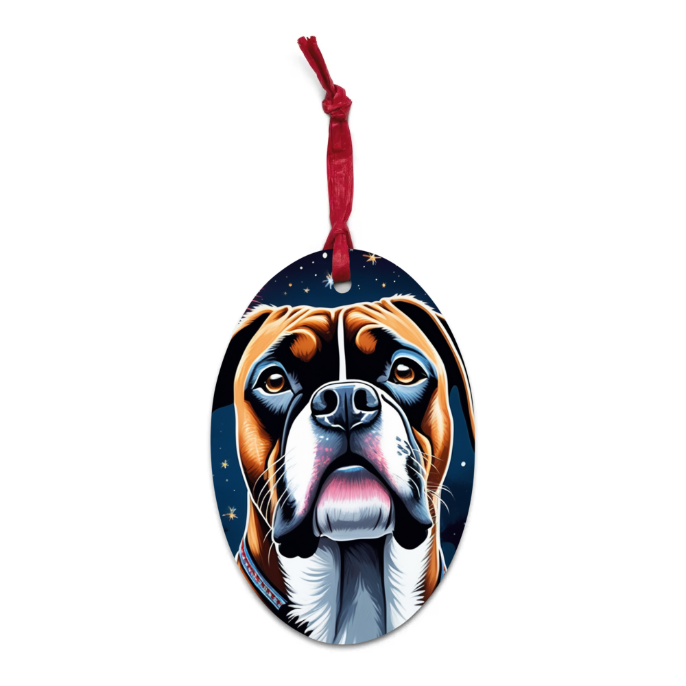 PugMug Custom Boxer Dog Wooden Ornament