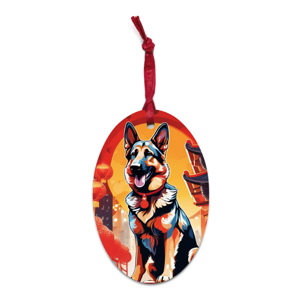 PugMug Custom German Shepherd Dog Wooden Ornament