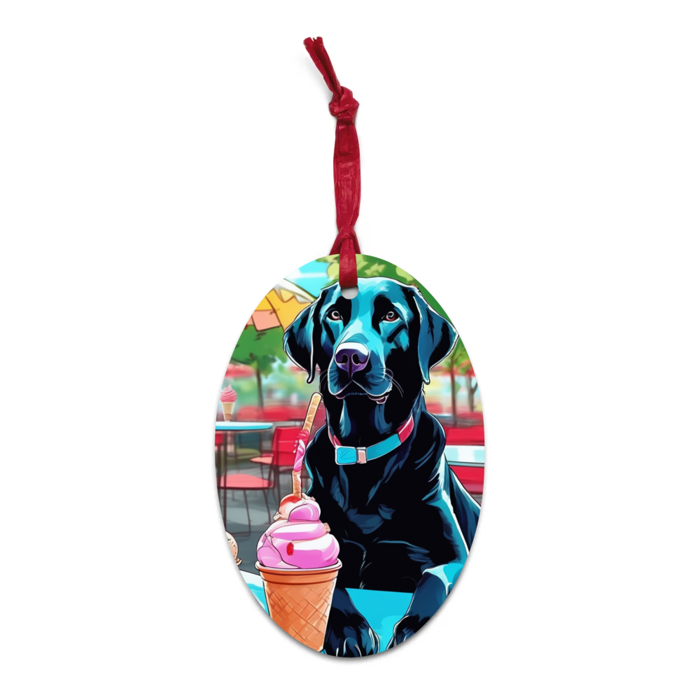 PugMug Custom Black Labrador Retriever Wooden Ornament