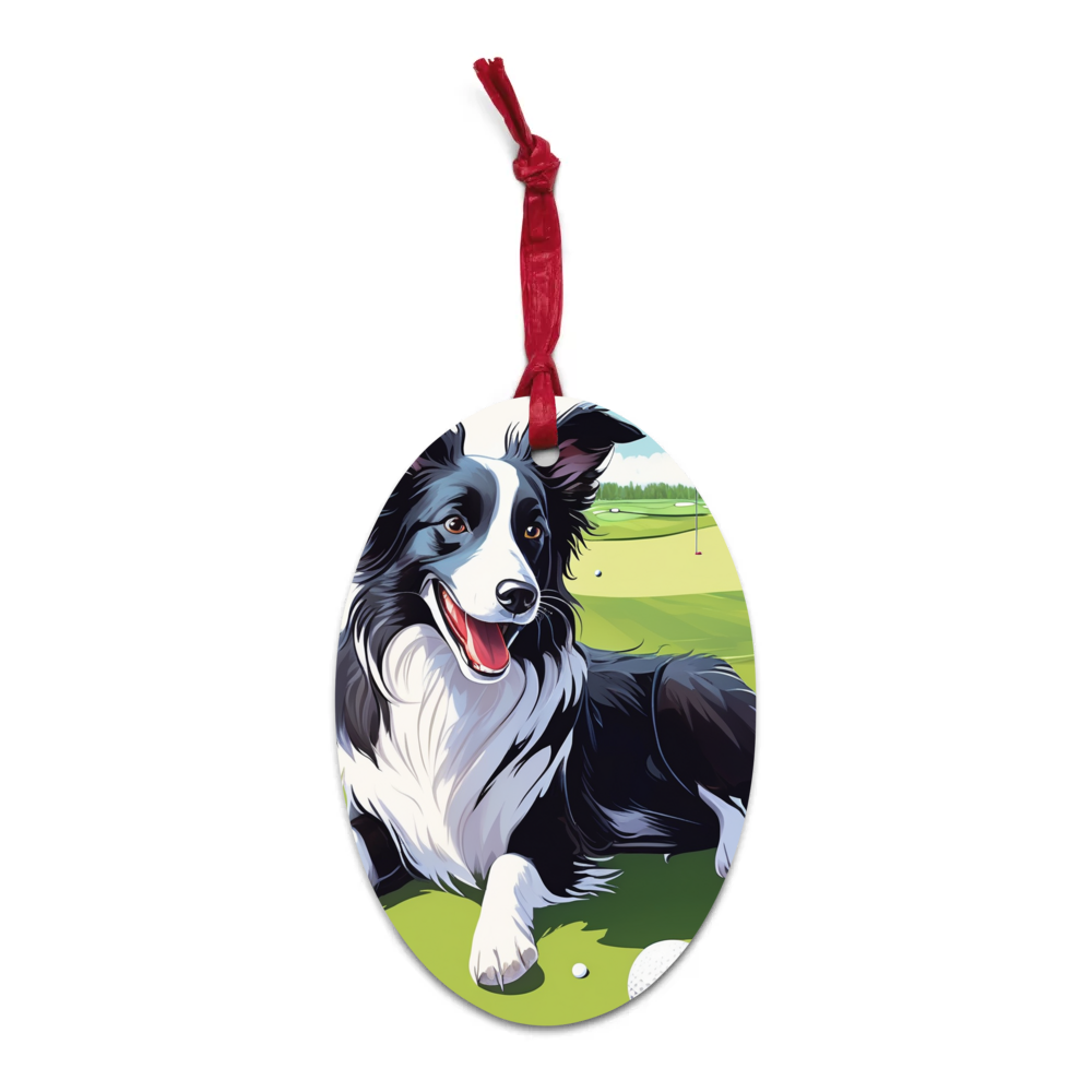 PugMug Custom Border Collie Wooden Ornament