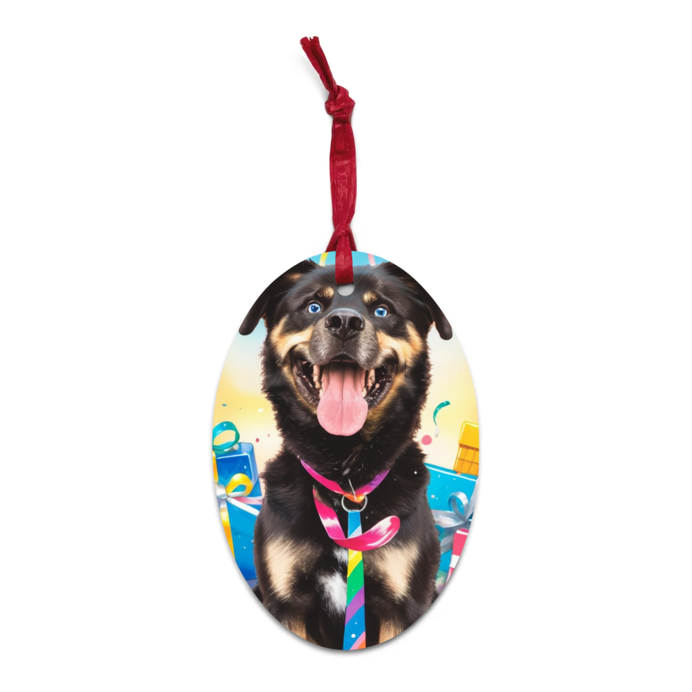 PugMug Custom Blue Wooden Ornament