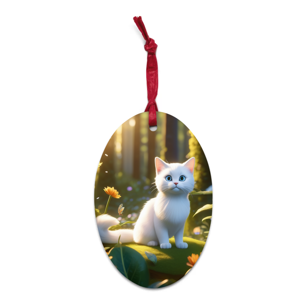 PugMug Custom White Exotic Cat Wooden Ornament