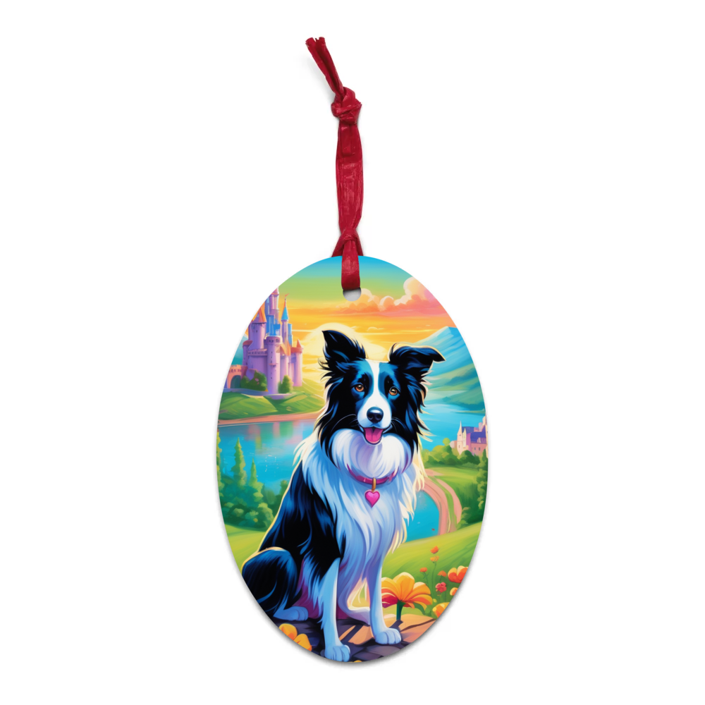 PugMug Custom Border Collie Wooden Ornament