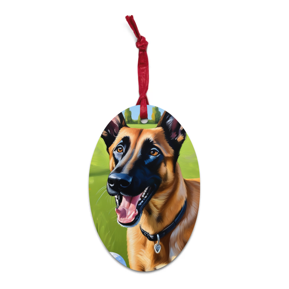 PugMug Custom Belgian Malinois Wooden Ornament