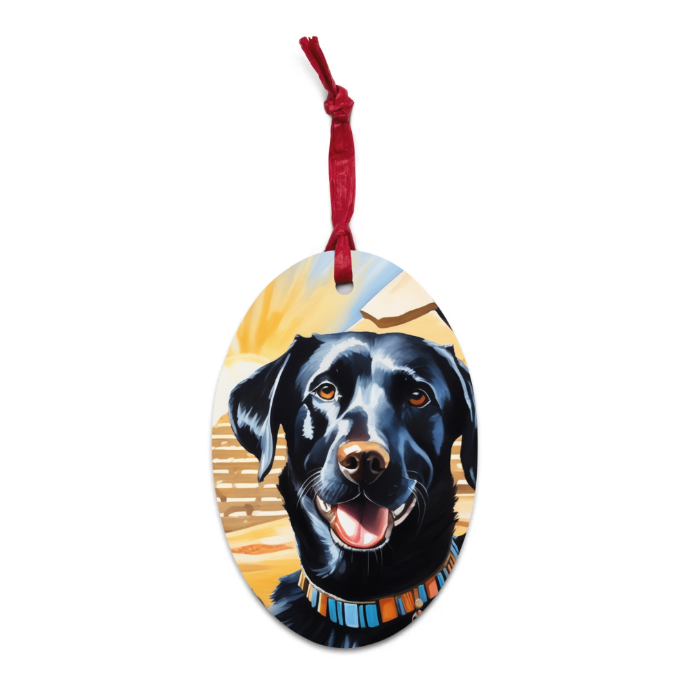 PugMug Custom Black Labrador Retriever Wooden Ornament