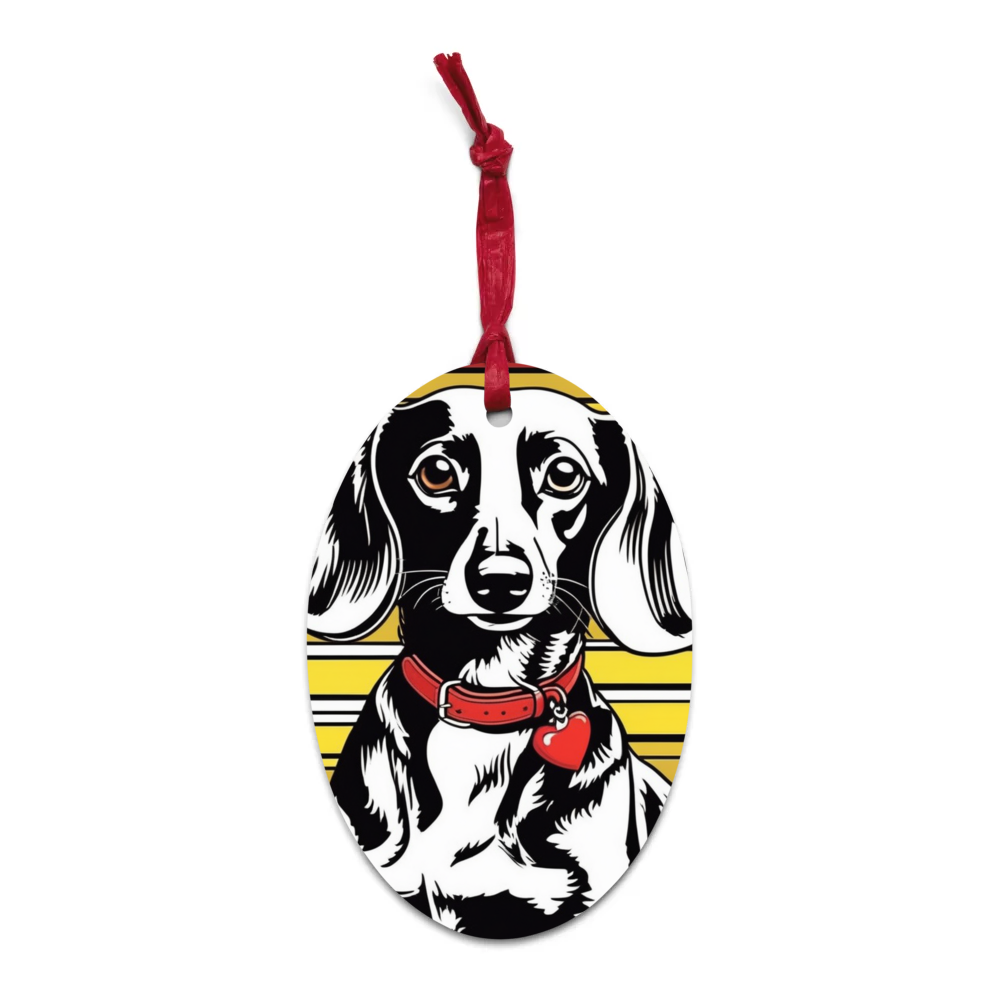 PugMug Custom Black Dachshund Wooden Ornament