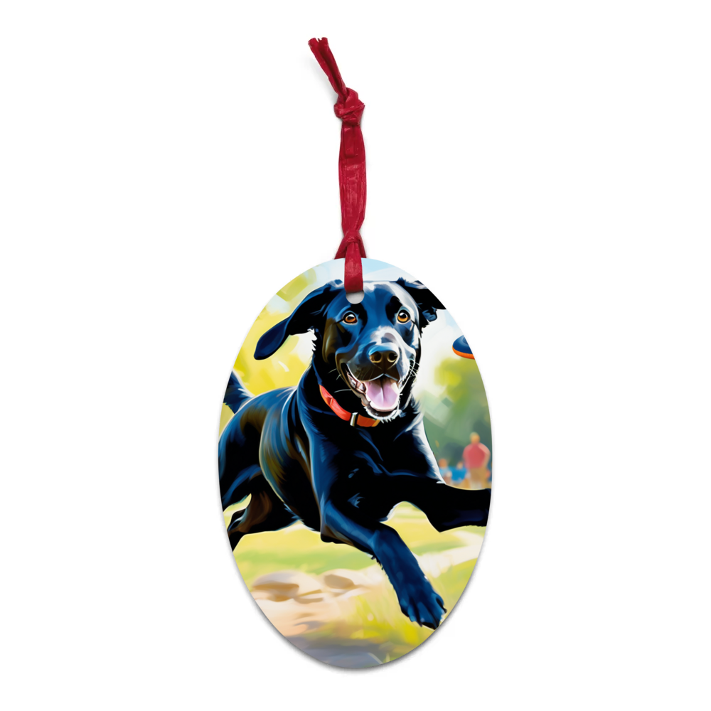 PugMug Custom Black Labrador Retriever Wooden Ornament