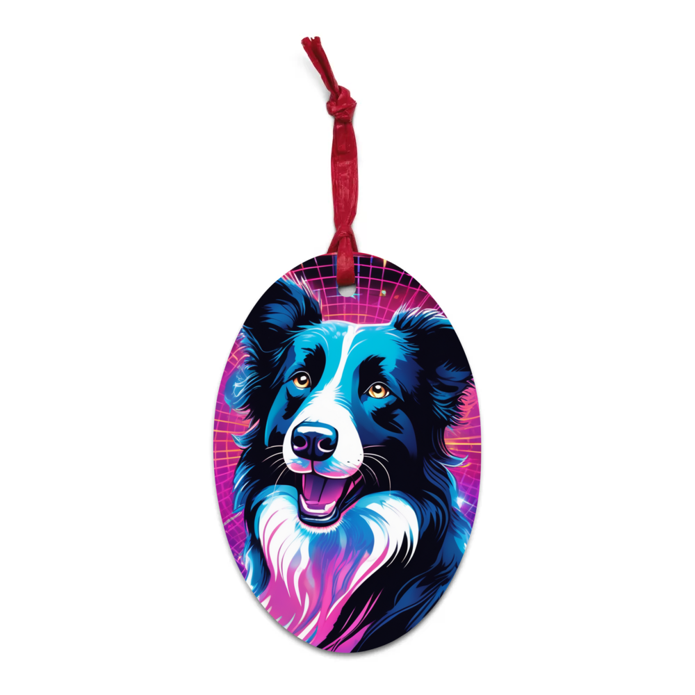 PugMug Custom Border Collie Wooden Ornament