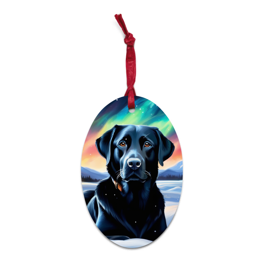 PugMug Custom Black Labrador Retriever Wooden Ornament