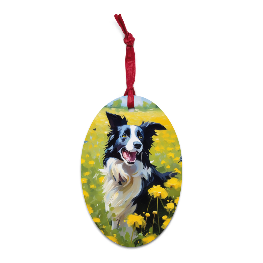 PugMug Custom Border Collie Wooden Ornament