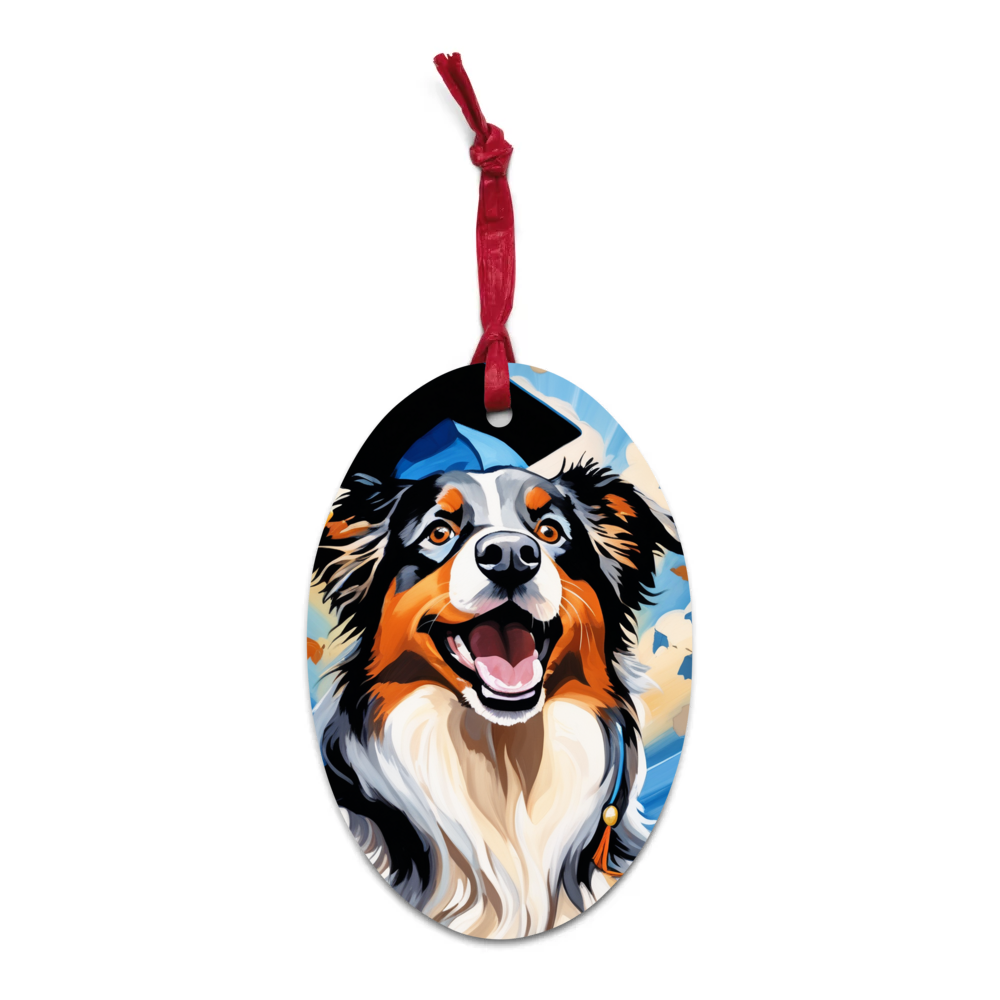 PugMug Custom Australian Shepherd Dog Wooden Ornament