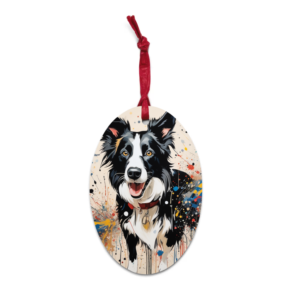 PugMug Custom Border Collie Wooden Ornament