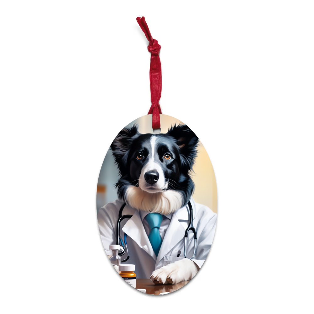 PugMug Custom Border Collie Wooden Ornament
