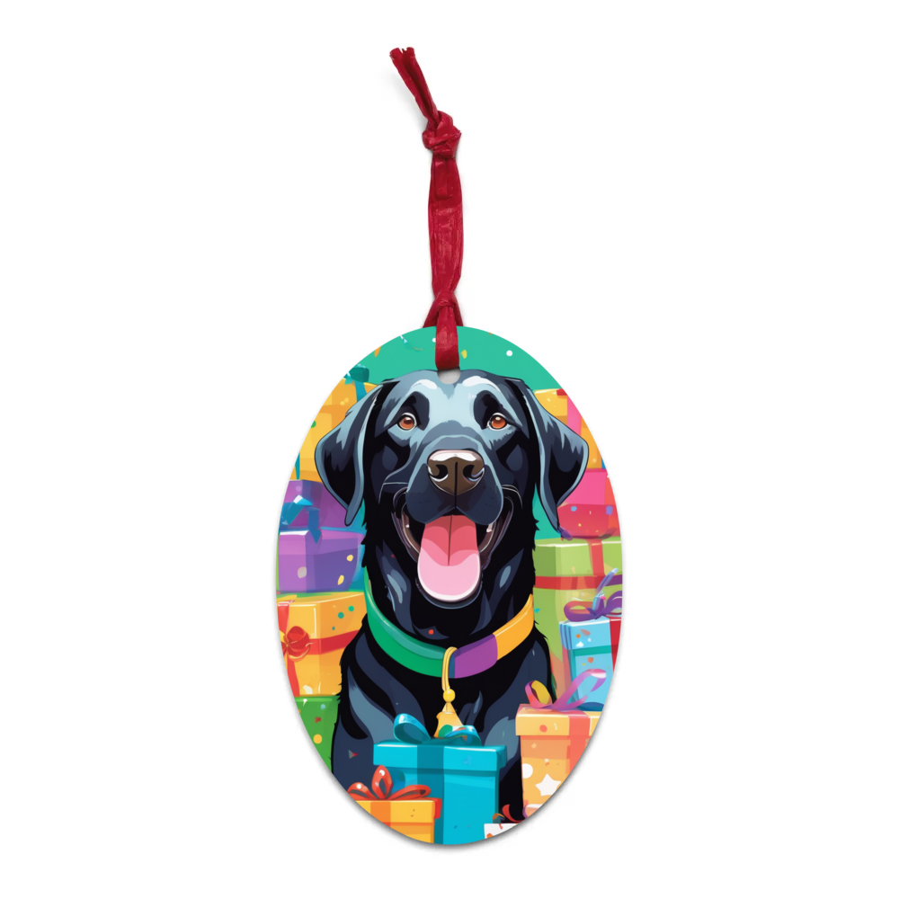 PugMug Custom Black Labrador Retriever Wooden Ornament