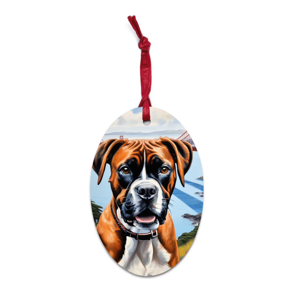 PugMug Custom Boxer Dog Wooden Ornament