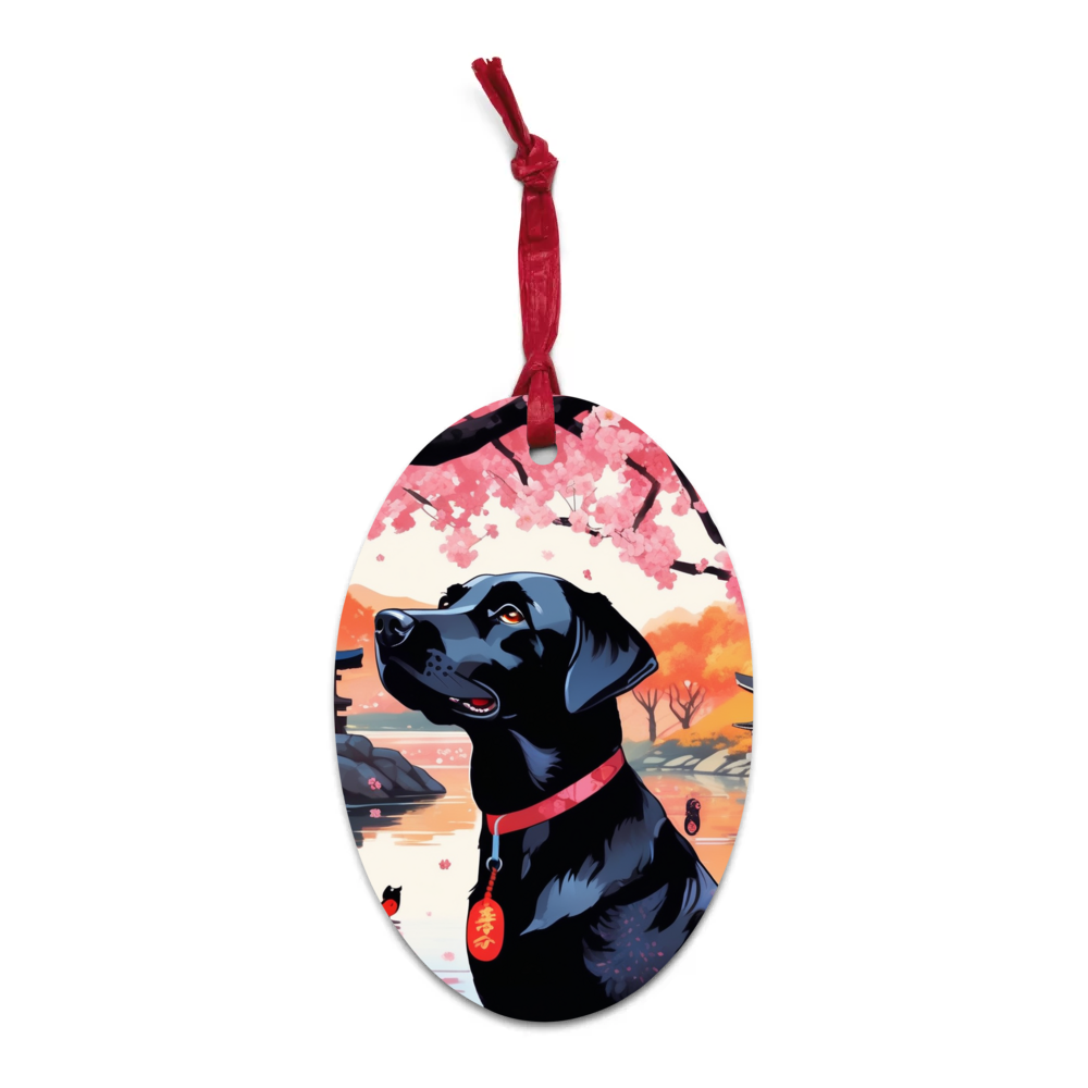 PugMug Custom Black Labrador Retriever Wooden Ornament