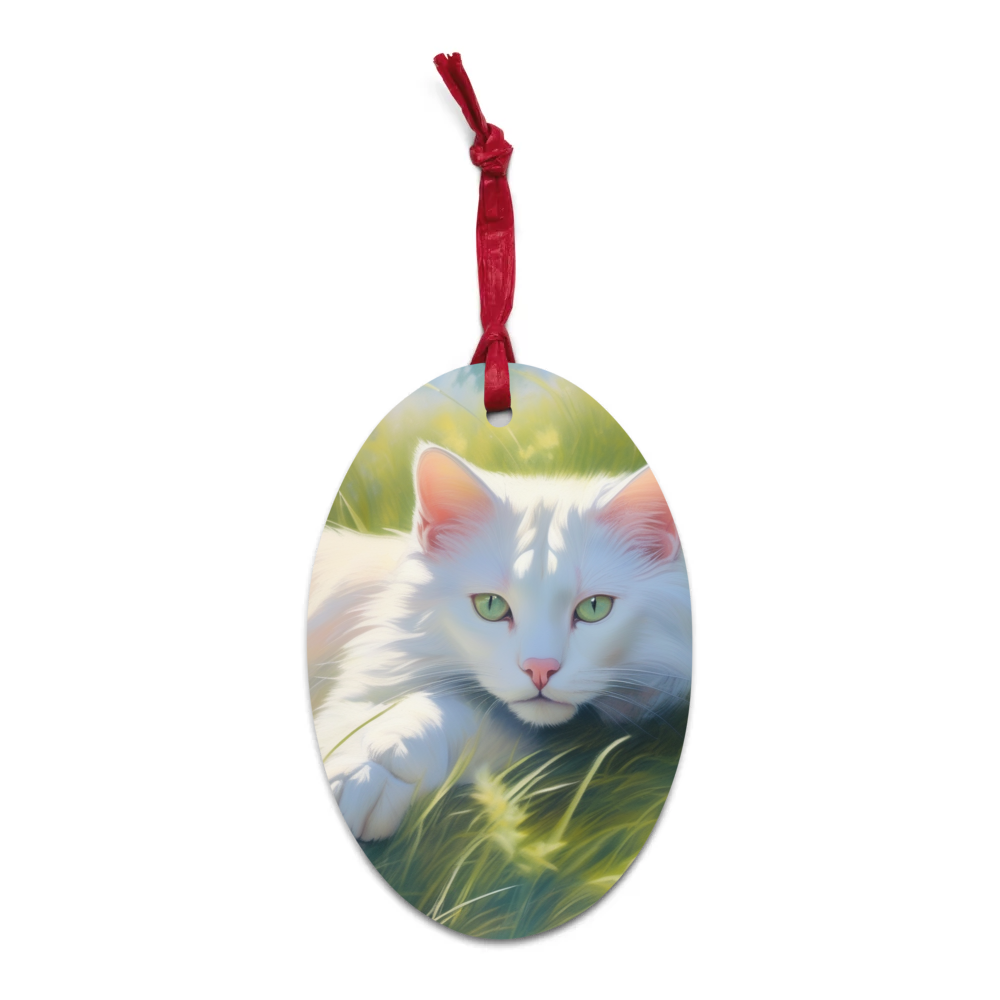 PugMug Custom White Exotic Cat Wooden Ornament